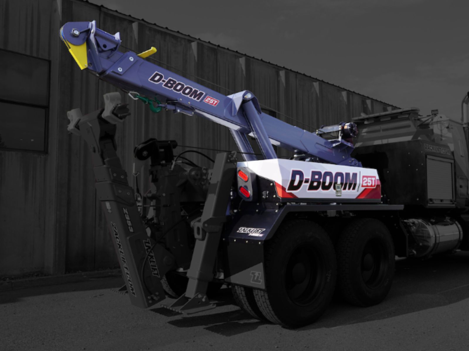 zacklift d-boom in color over wrecker grayed out.