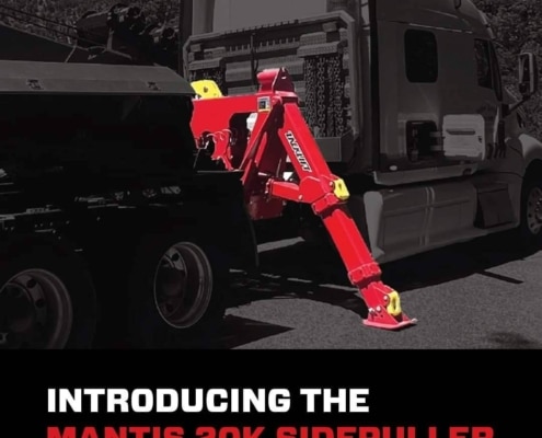 zacklift mantis sidepuller installed on semi truck wrecker