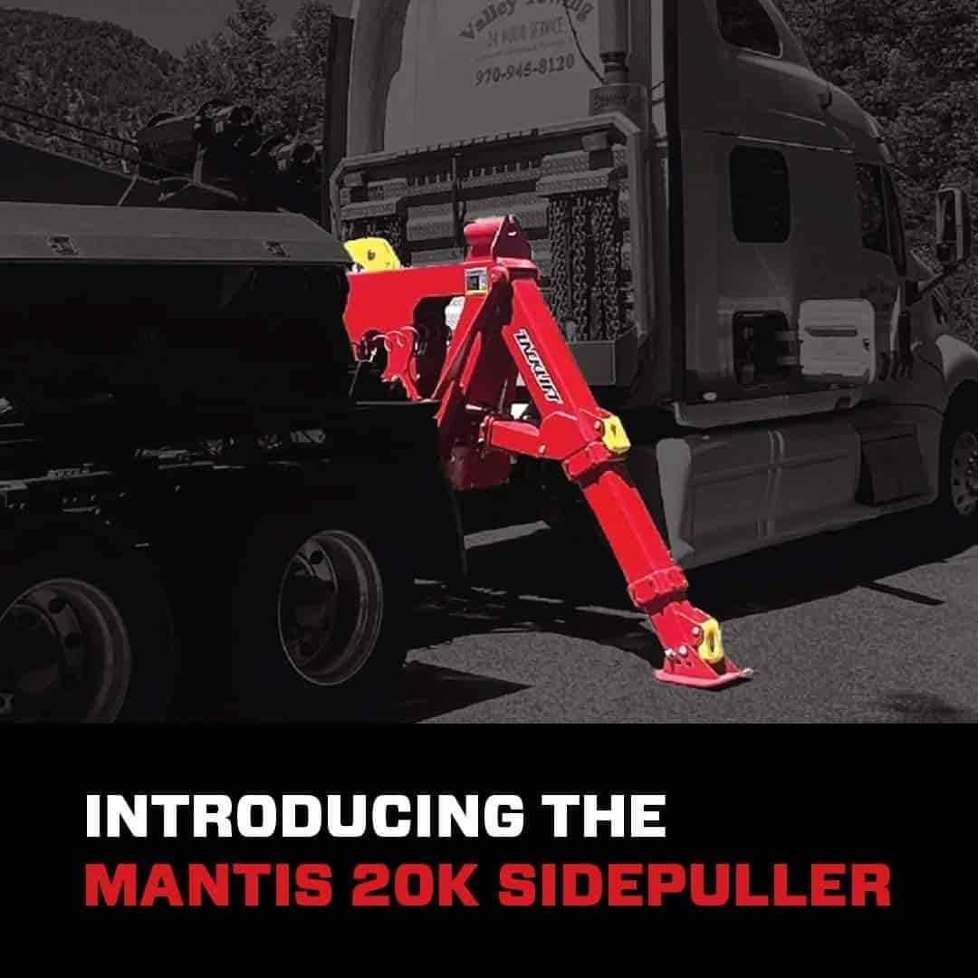 zacklift mantis sidepuller installed on semi truck wrecker